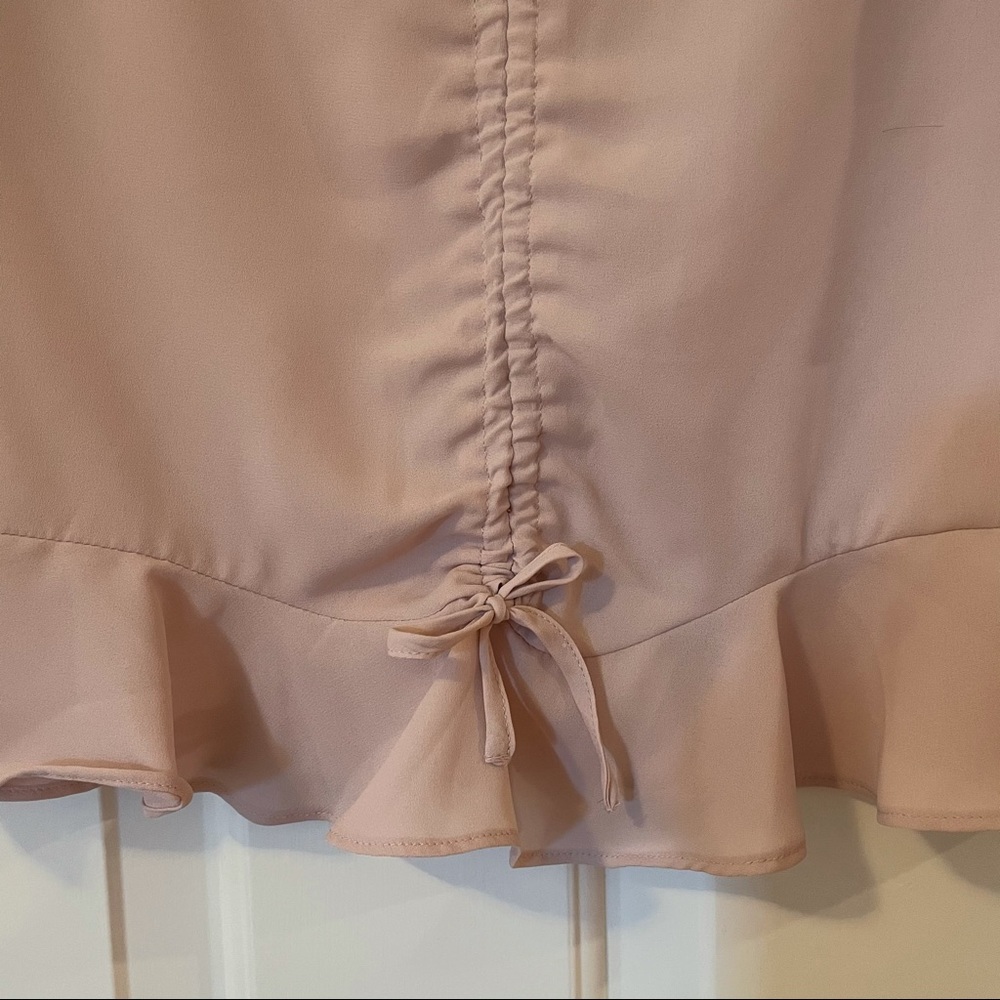 Express Blush Pink Ruched Ruffled Top - Picture 5 of 5